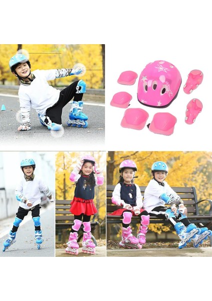 7 Adet Çocuklar Dirsek / Diz Pad Bilek Guard Kask Koruyucu Kaykay Paten Pembe Pembe 7 Adet (Yurt Dışından)