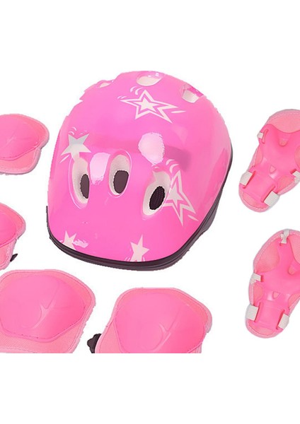 7 Adet Çocuklar Dirsek / Diz Pad Bilek Guard Kask Koruyucu Kaykay Paten Pembe Pembe 7 Adet (Yurt Dışından)
