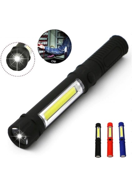 Mıknatıslı Cob LED El Feneri 3 Fonksiyonlu Işık Şiddeti Pilli