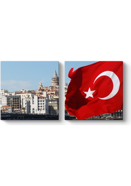 Galata Kulesi Türk Bayrağı Tablosu