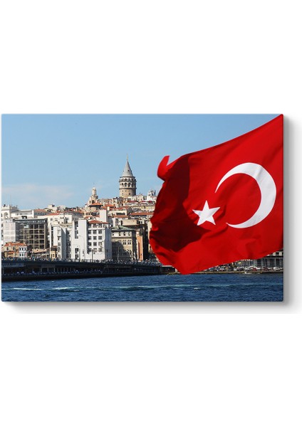 Galata Kulesi Türk Bayrağı Tablosu