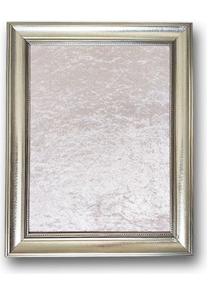 Çerçeveli Filografi Tahtası 35 x 45 cm Pudra Kumaş-Gümüş Çerçeve