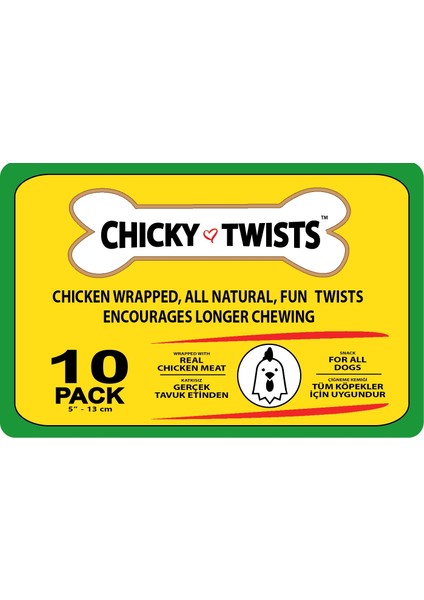 Chicky Twist - Taze Tavuk Eti Kaplı Çiğneme Çubukları - 10 Adet - 90 gr modelleri