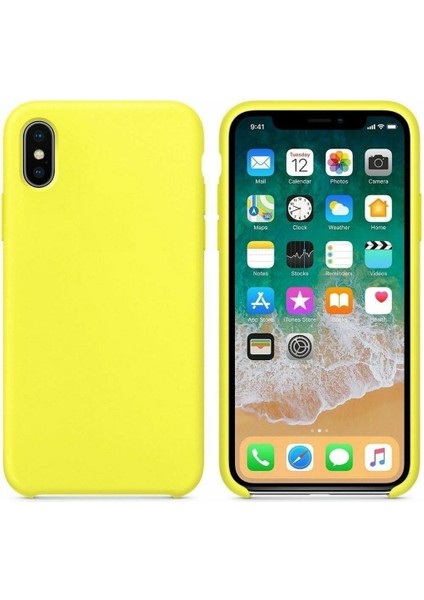 iPhone x Lansman Kılıf Özel Dokulu Tam Koruma Kılıf Sarı