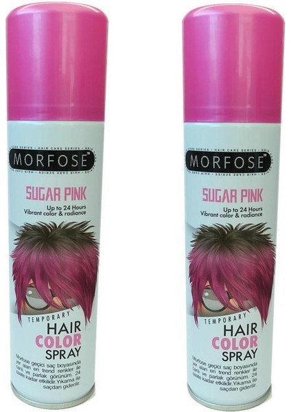 Morfose Hair Color Spray 150ML Sugar Pink Renkli Saç Spreyi x 2 Adet