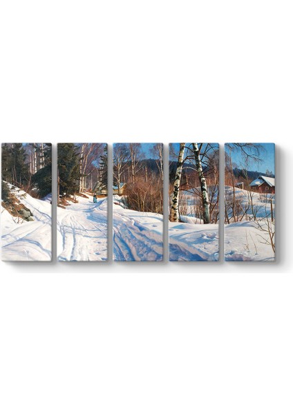 Peder Mork Monsted - Sunlit Winter Landscape Tablosu