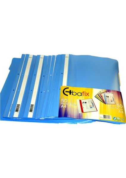 Telli Dosya Plastik Açık Mavi A4 (50 Li Paket)