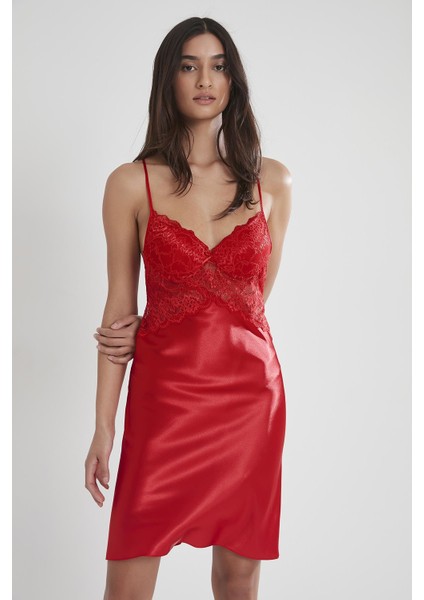 Saten Dantelli Gecelik - 608