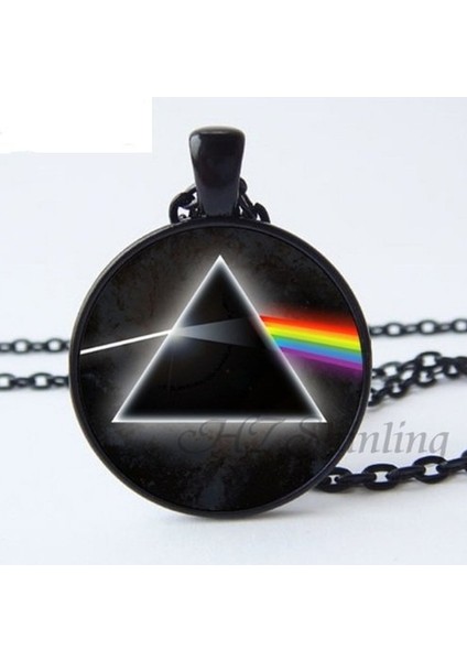 Pf2 Pink Floyd Kolye - Siyah Zincir ve Çerçeveli