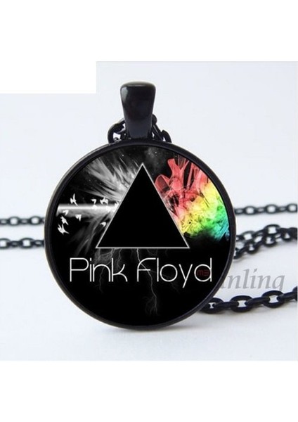 Pf7 Pink Floyd Kolye - Siyah Zincir ve Çerçeveli