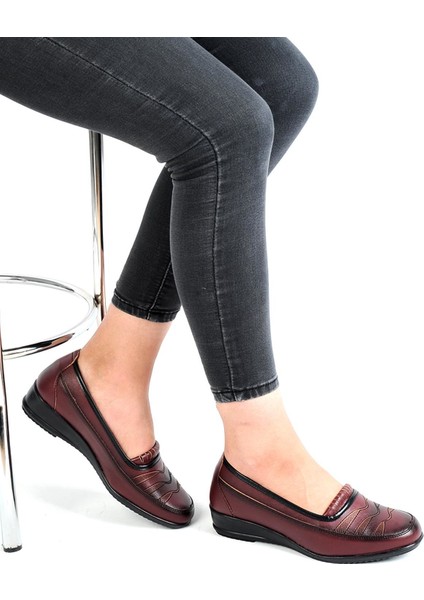 427 Bordo Jel Taban Günlük Kadın Casual Ayakkabı