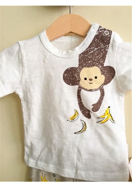 Bebek 3'lü Takım Monkey Tshirt