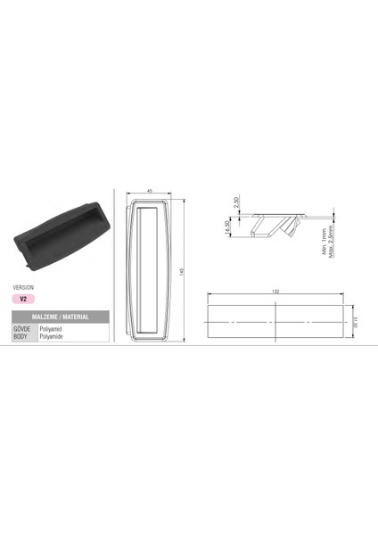 Geçme Kapak Tutamağı -Elçek Ral 9005