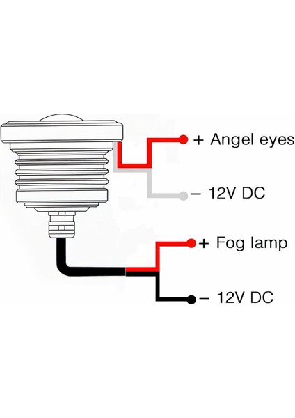 Team Car Mercekli Angel Yuvarlak Led Kırmızı Sis Farı 8.9 cm Metal Gövde