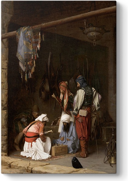 Jean Leon Gerome - Satranç Oynayan Başı Bozuk Askerleri Tablosu