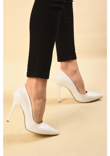 Kadin Beyaz Cilt Klasik Topuklu Stiletto