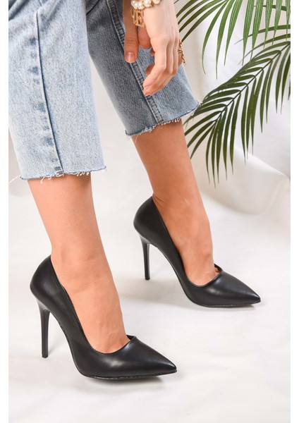 Kadin Siyah Cilt Klasik Topuklu Stiletto fırsatları