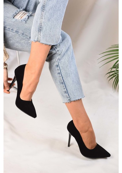 Kadin Siyah Süet Klasik Topuklu Stiletto indirimleri