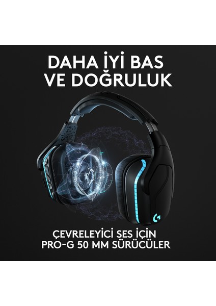 G G935 LIGHTSYNC 7.1 Surround Ses Kablosuz Oyuncu Kulaklığı - Siyah