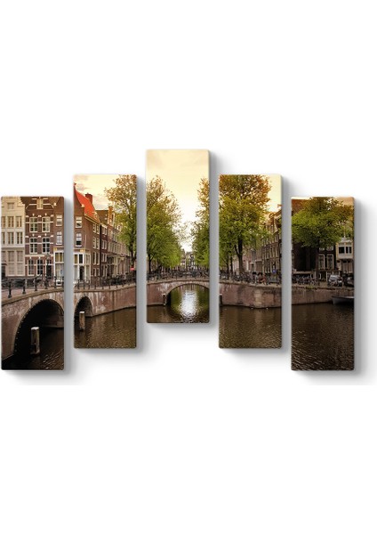 Amsterdam Kanal 5 Parçalı Tablo