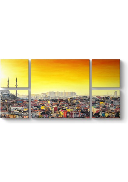 Istanbul Renkli Evler Panorama Tablo