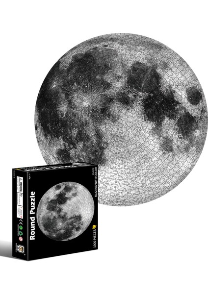 1000 Parça Yuvarlak Dolunay Eğitici Yapboz - Siyah/Gri (Yurt Dışından)