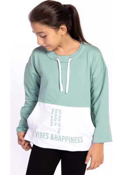 Toontoy Kız Çocuk Kanguru Cepli Baskılı Sweatshirt