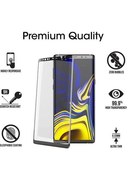 Samsung Galaxy Note 9 3D Kavisli Tam Kapsamlı Temperli Cam Ekran Koruyucu (Yurt Dışından)