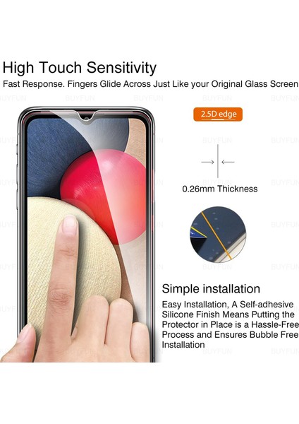 Samsung Galaxy A02S Temperli Cam Ekran Koruyucu (Yurt Dışından)