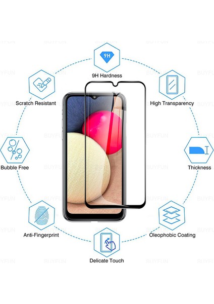 Samsung Galaxy A02S Temperli Cam Ekran Koruyucu (Yurt Dışından)