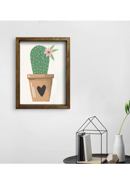 Gift Kaktüs Tasarımlı Doğal Masif Ahşap Çerçeveli Tablo 30 x 40 cm - 9 fiyatları