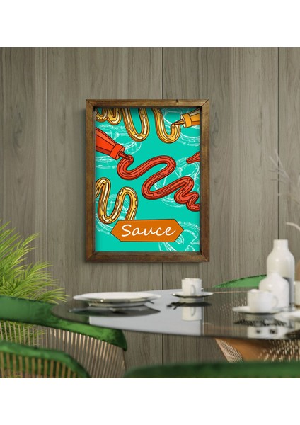 Gift Cafe & Bar & Restaurant Konseptli Doğal Masif Ahşap Çerçeveli Tablo - 68