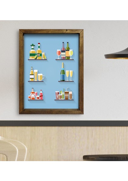 Gift Cafe & Bar & Restaurant Konseptli Doğal Masif Ahşap Çerçeveli Tablo - 42 fiyatları