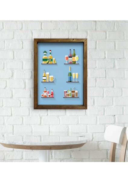 Gift Cafe & Bar & Restaurant Konseptli Doğal Masif Ahşap Çerçeveli Tablo - 42 modelleri