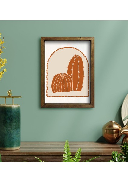 Gift Kaktüs Tasarımlı Doğal Masif Ahşap Çerçeveli Tablo 30 x 40 cm - 23