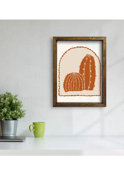 Gift Kaktüs Tasarımlı Doğal Masif Ahşap Çerçeveli Tablo 30 x 40 cm - 23 modelleri