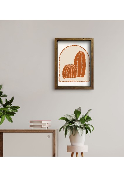 Gift Kaktüs Tasarımlı Doğal Masif Ahşap Çerçeveli Tablo 30 x 40 cm - 23 fırsatları