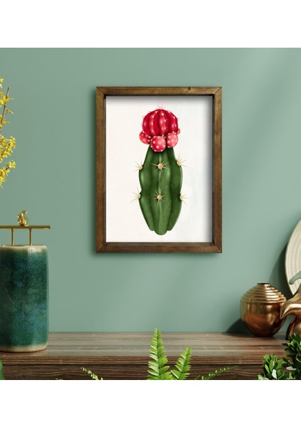 Gift Kaktüs Tasarımlı Doğal Masif Ahşap Çerçeveli Tablo 30 x 40 cm - 19