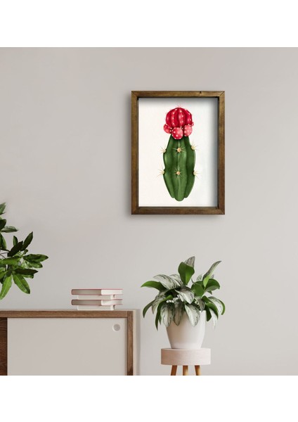 Gift Kaktüs Tasarımlı Doğal Masif Ahşap Çerçeveli Tablo 30 x 40 cm - 19 fırsatları