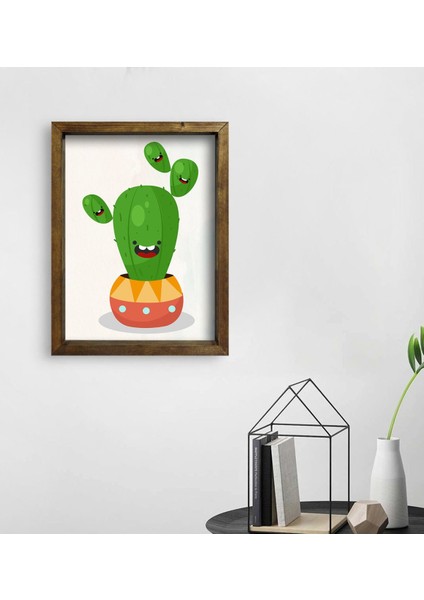 Gift Kaktüs Tasarımlı Doğal Masif Ahşap Çerçeveli Tablo 30 x 40 cm - 16 fiyatları