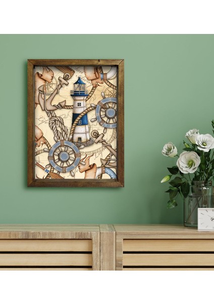 Gift Otel Odası Konseptli Doğal Masif Ahşap Çerçeveli Tablo 30 x 40 cm - 121