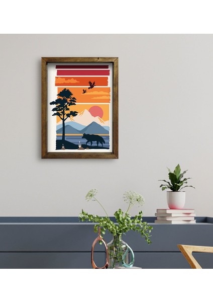 Gift Otel Odası Konseptli Doğal Masif Ahşap Çerçeveli Tablo 45 x 65 cm - 21