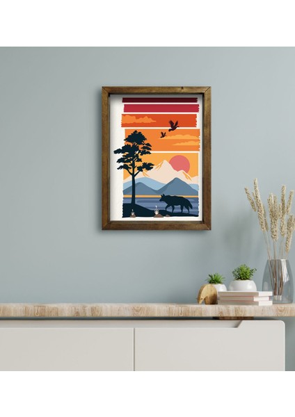 Gift Otel Odası Konseptli Doğal Masif Ahşap Çerçeveli Tablo 45 x 65 cm - 21 modelleri