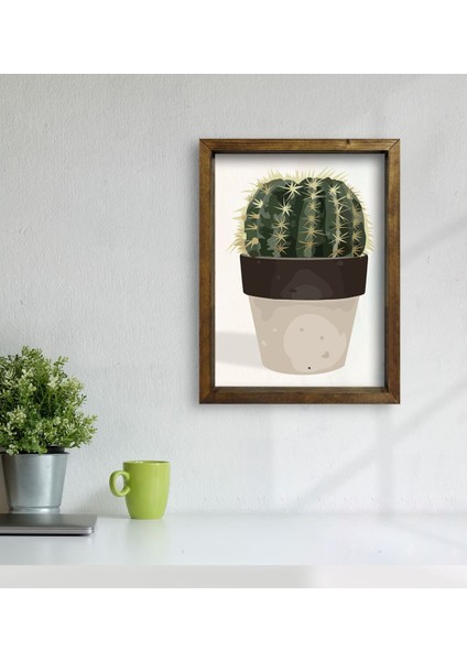 Gift Kaktüs Tasarımlı Doğal Masif Ahşap Çerçeveli Tablo 45 x 65 cm - 26 modelleri