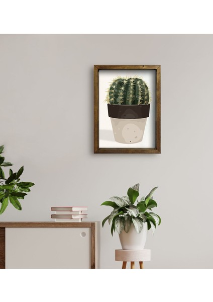 Gift Kaktüs Tasarımlı Doğal Masif Ahşap Çerçeveli Tablo 45 x 65 cm - 26 fırsatları