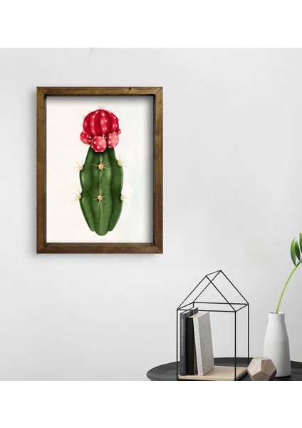 Gift Kaktüs Tasarımlı Doğal Masif Ahşap Çerçeveli Tablo 45 x 65 cm - 19