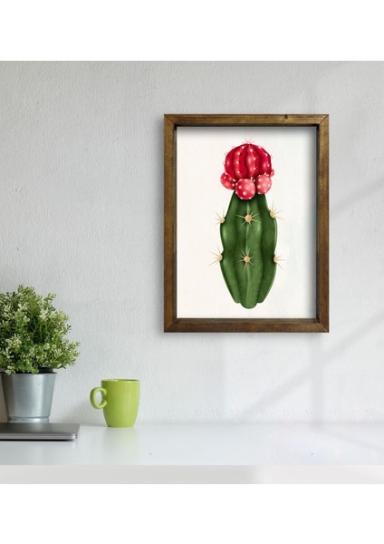 Gift Kaktüs Tasarımlı Doğal Masif Ahşap Çerçeveli Tablo 45 x 65 cm - 19 modelleri