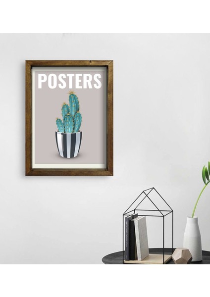 Gift Kaktüs Tasarımlı Doğal Masif Ahşap Çerçeveli Tablo 45 x 65 cm - 6