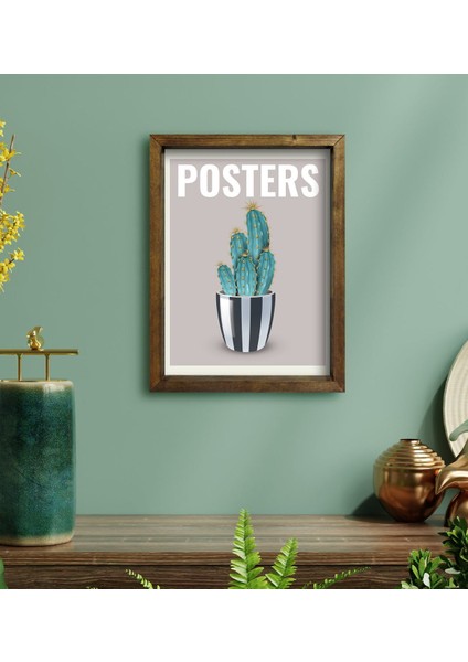 Gift Kaktüs Tasarımlı Doğal Masif Ahşap Çerçeveli Tablo 45 x 65 cm - 6 fiyatları