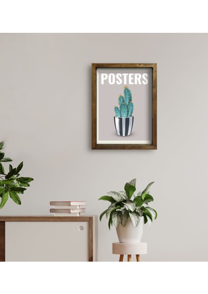 Gift Kaktüs Tasarımlı Doğal Masif Ahşap Çerçeveli Tablo 45 x 65 cm - 6 fırsatları